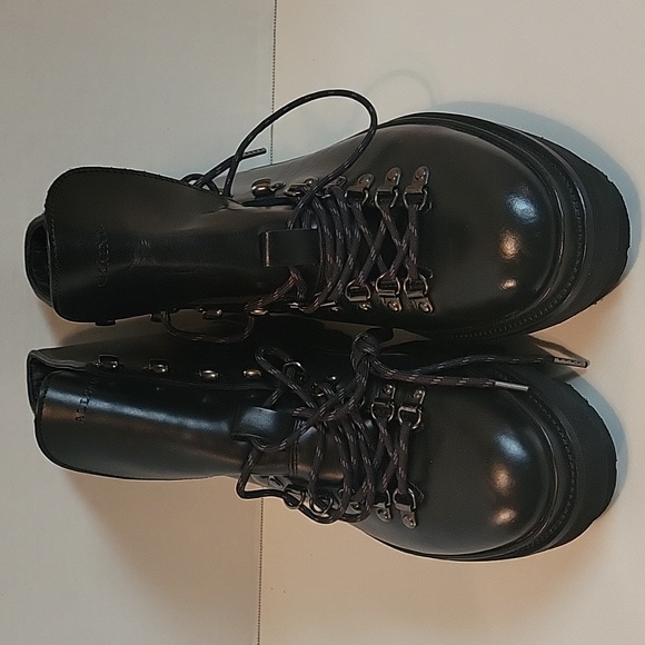 NEW ALL SAINTS Size US 11 / EU 44 Black Isaac Leather Lug Sole Combat Boots - Picture 2 of 11